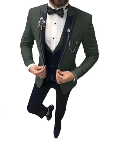 Suzhimo Men's Slim Fit Tuxedo Suit with Blazer, Pants & Tie for Marriage Prom