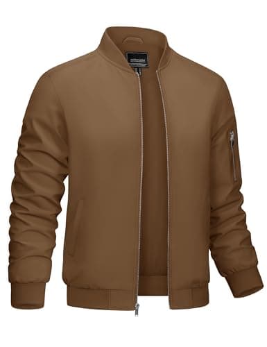 CRYSULLY Men's Lightweight Bomber Jacket for Spring Fall Casual Windbreaker