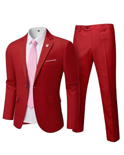 Hihawk Men's Slim Fit Suit with Stretch Jacket & Pants Set
