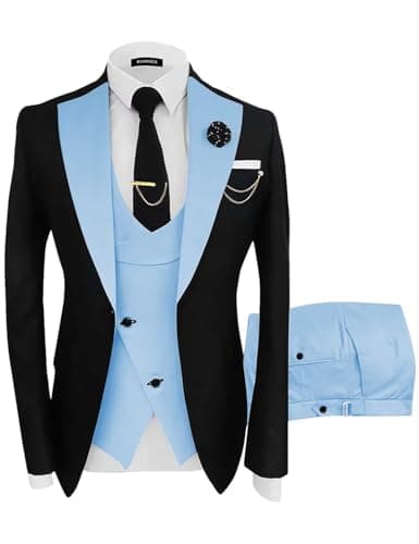 Wangyue Men's Slim Fit 3-Piece Suit for Weddings and Formal Events
