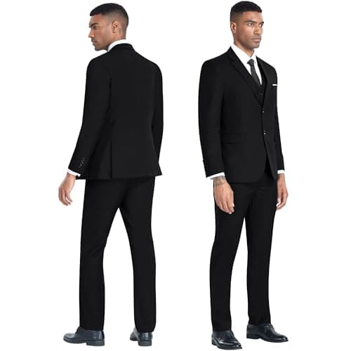 ZKHOECR Men's 3-Piece Slim Fit Two-Button Suit Set Jacket & Pants