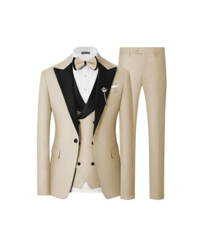 SPTALLFITJSV Mens Slim Fit Double Breasted Tuxedo Suit for Wedding Prom Dinner
