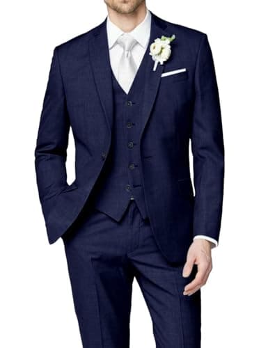 HUUTOE Men's Slim Fit Wedding Groomsmen Tuxedo Set Blazer Jacket Pants