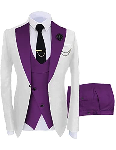 Wangyue Men's Slim Fit 3-Piece Suit for Weddings and Formal Events