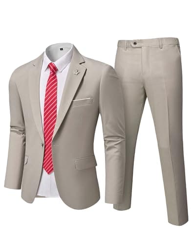 Hihawk Men's Slim Fit Suit with Stretch Jacket & Pants Set