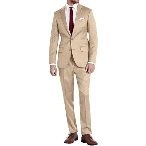 Lynerun Men's Slim Fit 2-Piece Prom Tuxedo Suit Jacket and Pants Set