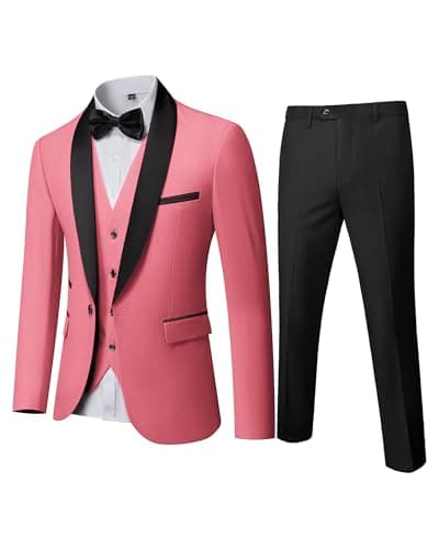 MY'S Mens Winter Slim Fit Tuxedo Suit Shawl Lapel 3-Piece Set