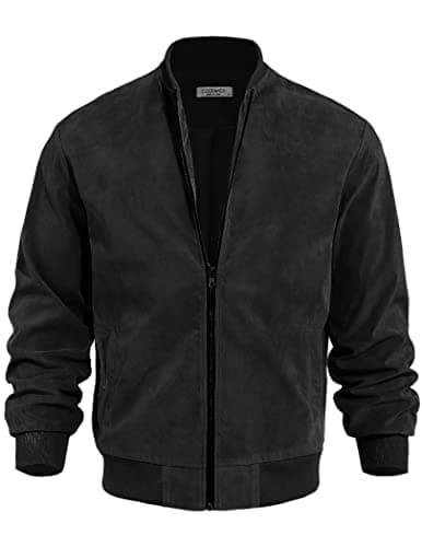 COOFANDY Men's Casual Vintage Lightweight Suede Bomber Jacket