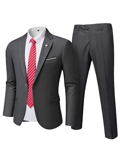 Hihawk Men's Slim Fit Suit with Stretch Jacket & Pants Set