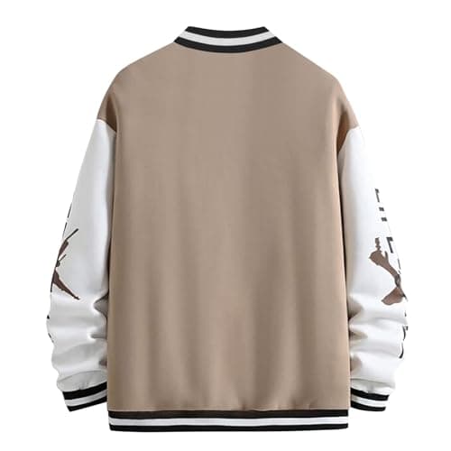 Xoxingysm Unisex Vintage Color Block Baseball Jacket