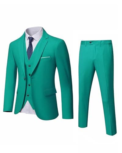 MrSure Men’s Slim Fit Tuxedo 3-Piece Suit_Blazer_Vest_Pants_Tie Party_Wedding_Business