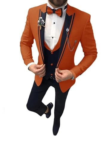 Suzhimo Men's Slim Fit Tuxedo Suit with Blazer, Pants & Tie for Marriage Prom