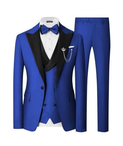 SPTALLFITJSV Mens Slim Fit Double Breasted Tuxedo Suit for Wedding Prom Dinner