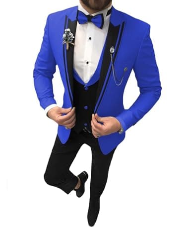 Suzhimo Men's Slim Fit Tuxedo Suit with Blazer, Pants & Tie for Marriage Prom