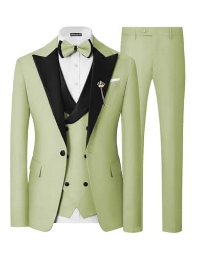 SPTALLFITJSV Mens Slim Fit Double Breasted Tuxedo Suit for Wedding Prom Dinner