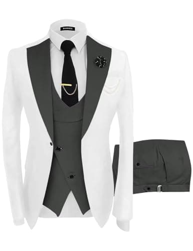 Wangyue Men's Slim Fit 3-Piece Suit for Weddings and Formal Events