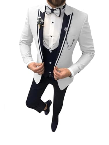 Suzhimo Men's Slim Fit Tuxedo Suit with Blazer, Pants & Tie for Marriage Prom
