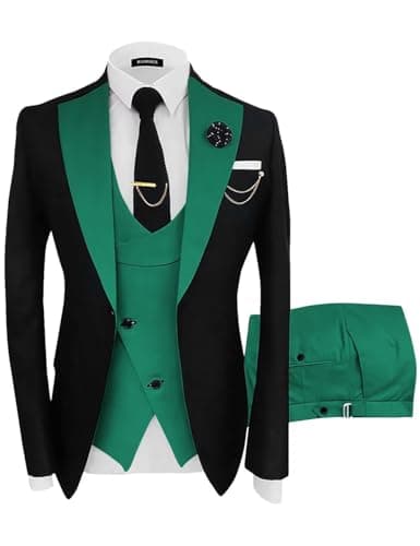 Wangyue Men's Slim Fit 3-Piece Suit for Weddings and Formal Events