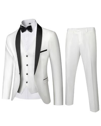 MY'S Mens Winter Slim Fit Tuxedo Suit Shawl Lapel 3-Piece Set