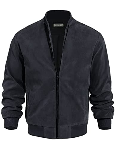 COOFANDY Men's Casual Vintage Lightweight Suede Bomber Jacket