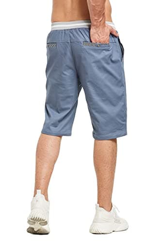 JustSun Men's Classic Fit Cotton Shorts with Elastic Waist and Pockets