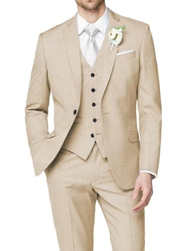 HUUTOE Men's Slim Fit Wedding Groomsmen Tuxedo Set Blazer Jacket Pants
