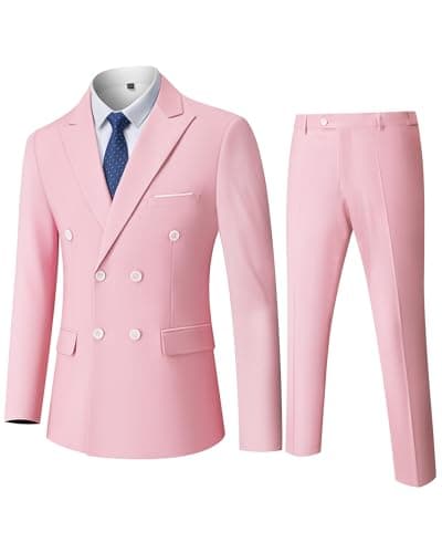 YND Men's Slim Fit 3 Piece Stretch Suit with One Button Blazer Pants, Party & Wedding