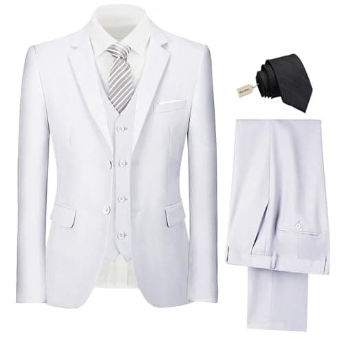 Pyiuhs Slim Fit 3 Piece Wedding Groomsmen Suit Set