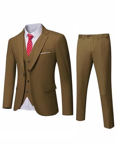 MrSure Men’s Slim Fit Tuxedo 3-Piece Suit_Blazer_Vest_Pants_Tie Party_Wedding_Business