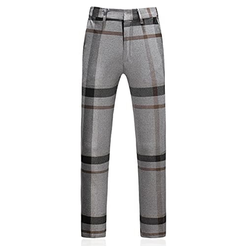 Kudoro Mens Plaid Slim Fit Tuxedo Suit Casual Blazer Pants for Weddings Business