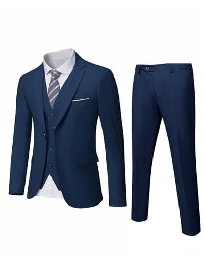 MrSure Men’s Slim Fit Tuxedo 3-Piece Suit_Blazer_Vest_Pants_Tie Party_Wedding_Business
