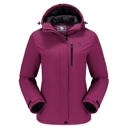 CAMEL CROWN Women's Waterproof Winter Hooded Ski Jacket Outer Warm Coat