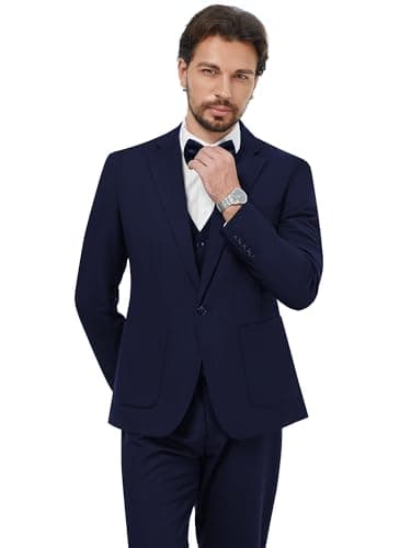 MAGE Men's Slim Fit Tuxedo Suit 3-Piece Set for Weddings and Proms