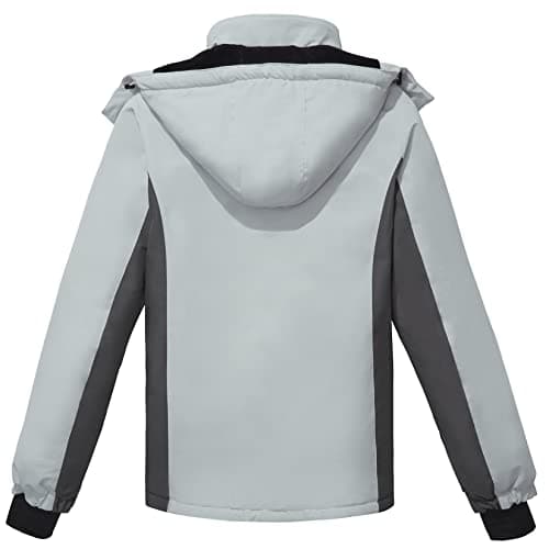 Men's Waterproof Ski Jacket with Detachable Hood and Fleece Lining