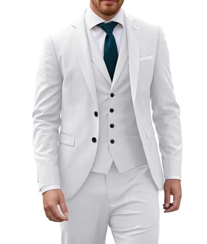 Wangyue Mens Slim Fit 3-Piece Prom Wedding Suit with Blazer Vest Pant