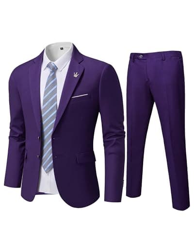 MY'S Men's Slim Fit Two-Piece Suit Notch Lapel Jacket and Pants Wedding Party Blazer