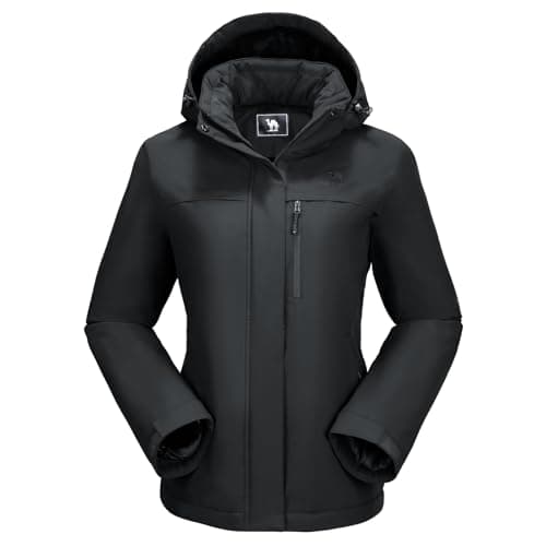 CAMEL CROWN Women's Waterproof Winter Ski Jacket Hooded Fleece Snowboarding Coat