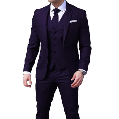 Loravita Men's Slim Fit Notched Lapel Business Suit Set for Formal Occasions