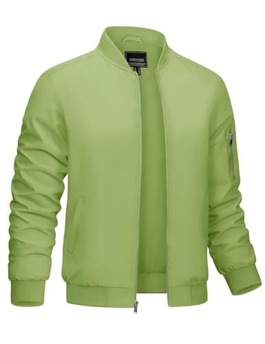 CRYSULLY Men's Lightweight Bomber Jacket for Spring Fall Casual Windbreaker