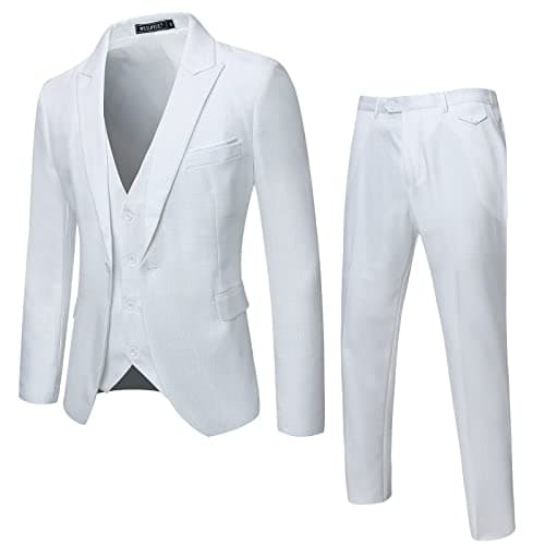 WULFUL Men’s Slim Fit 3-Piece Suit: Blazer, Vest & Pants for Business and Weddings