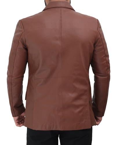 Black & Brown Real Lambskin Leather Blazer for Men