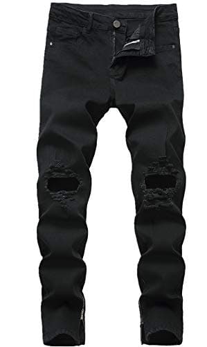 Slim Fit Ripped Distressed Stretch Jeans for Men
