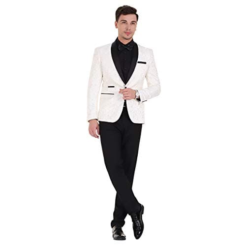 Cloudstyle Men's 2-Piece Floral Jacquard Suit