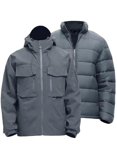 Rejork Men's 3-in-1 Waterproof Ski Warm Snow Rain Coat
