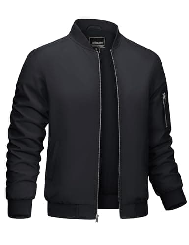 CRYSULLY Men's Lightweight Bomber Jacket for Spring Fall Casual Windbreaker