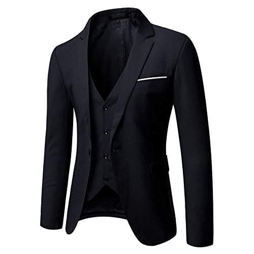 WULFUL Men’s Slim Fit 3-Piece Suit: Blazer, Vest & Pants for Business and Weddings