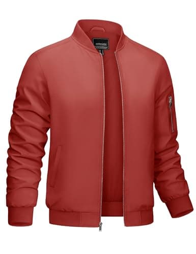 CRYSULLY Men's Lightweight Bomber Jacket for Spring Fall Casual Windbreaker