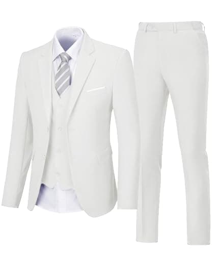 Aowdoy Men's 3-Piece Slim Fit Tuxedo Suit 2 Buttons for WeddingsProm Business