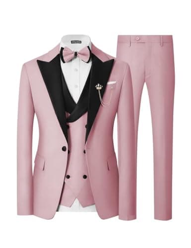 SPTALLFITJSV Mens Slim Fit Double Breasted Tuxedo Suit for Wedding Prom Dinner