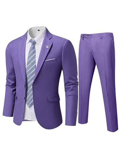 MY'S Men's Slim Fit Two-Piece Suit Notch Lapel Jacket and Pants Wedding Party Blazer